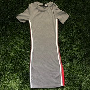 DIVIDED tight dress with red and white stripes